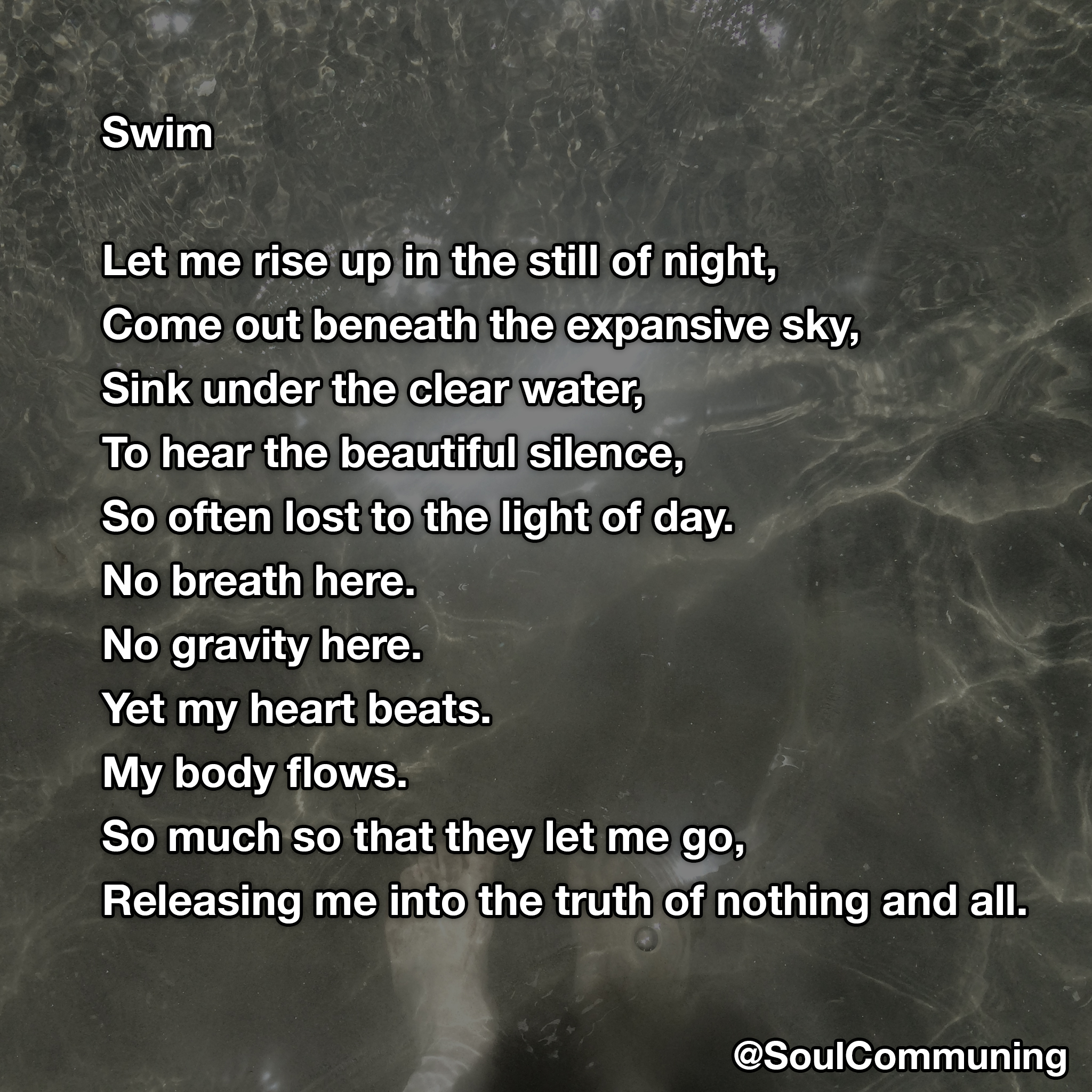 Swim poem over photo of water