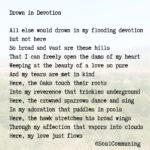 Drown in Devotion poem over faint photo of hills
